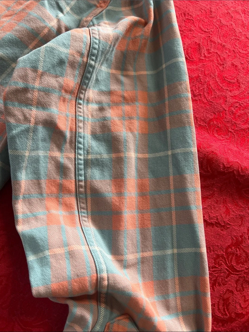 J.Crew Men’s Medium Coral Blue Plaid Cotton Button-Down Shirt Sporting Goods